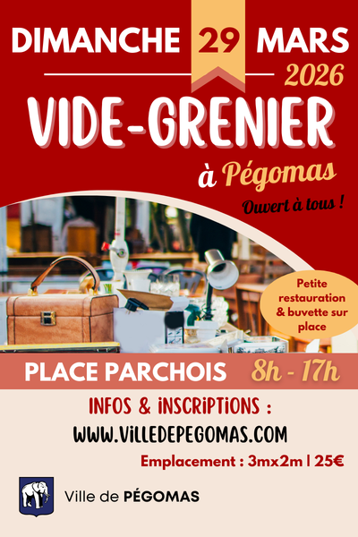 Vide grenier Pégomas mars 2026
