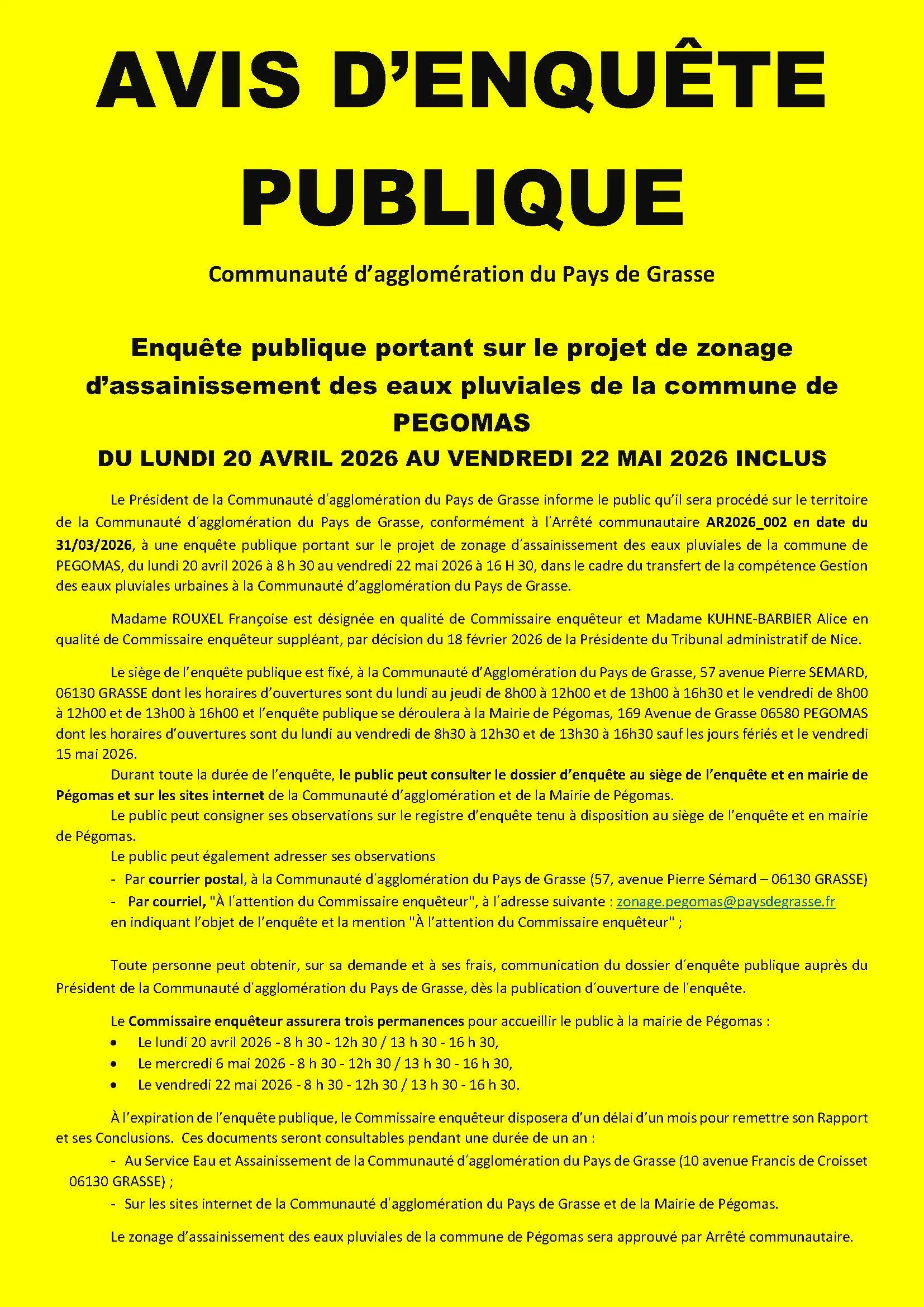 Enquête publique PLU Pégomas 2025