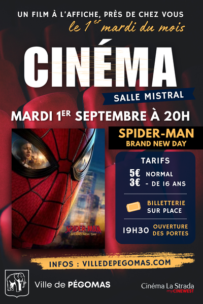 CINEMA spider man Pégomas septembre
