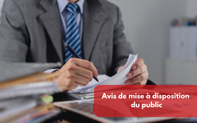 Avis de mise à disposition du public